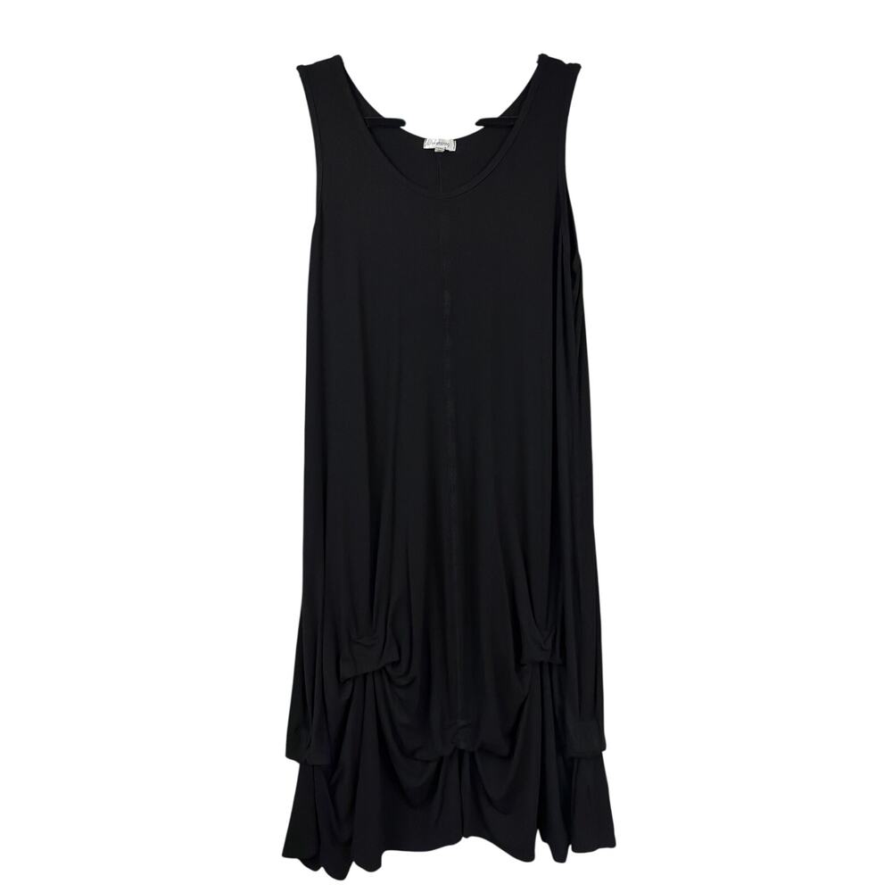 Heartstring by Kleen Black Sleeveless Scoop Neck Ruffled Dress Size 1X